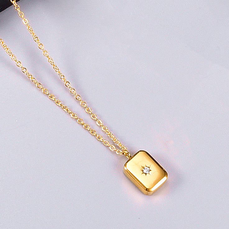 Reese northern star rectangle charm pendant necklace