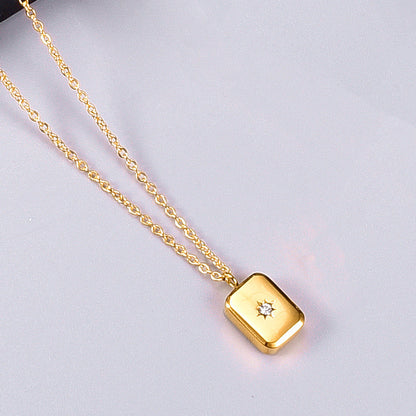 Reese northern star rectangle charm pendant necklace