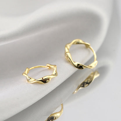 Gold Vermeil Ariel dainty twist huggie hoop earrings