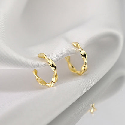 Gold Vermeil Ariel dainty twist huggie hoop earrings