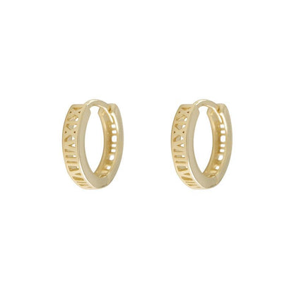 Gold Vermeil E065 Roman Numeral huggie Earrings