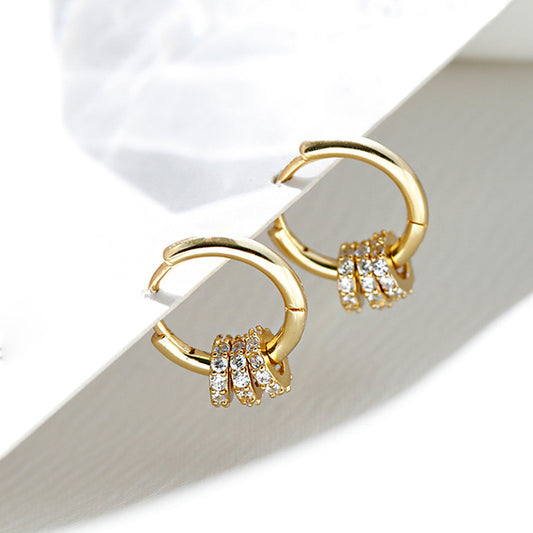 E027 Circle dangle charm huggie earrings