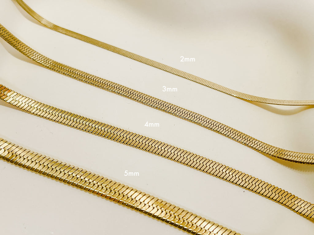 N021 herringbone necklace, herringbone chain necklace, snake chain nec –  Melange Blanc NYC