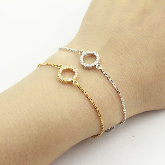 B016 paved circle eternity charm bracelet