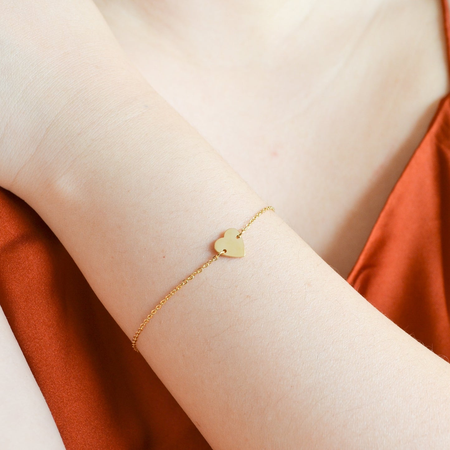 Alyssa gold dainty heart charm bracelet