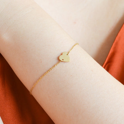 Alyssa gold dainty heart charm bracelet