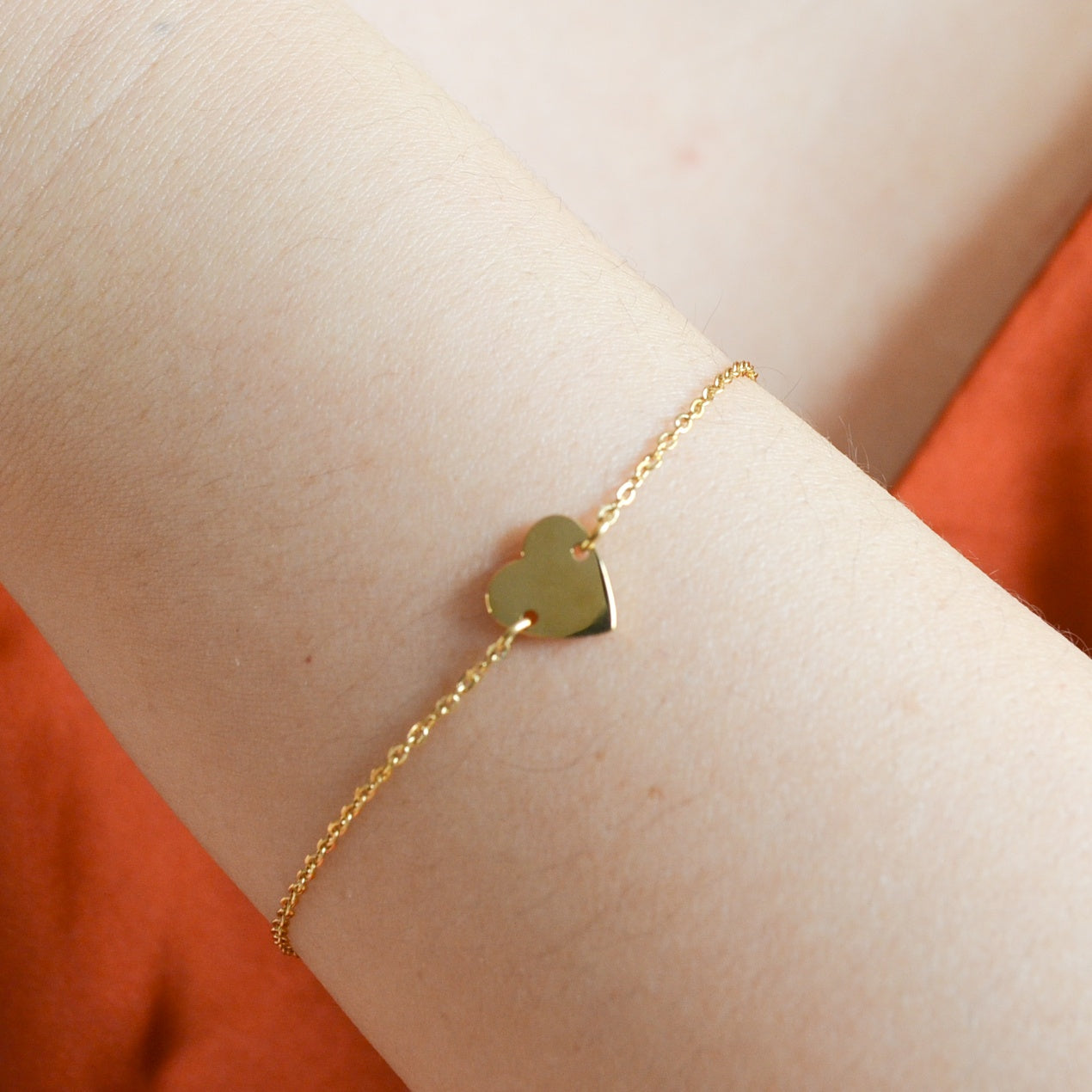 Alyssa gold dainty heart charm bracelet