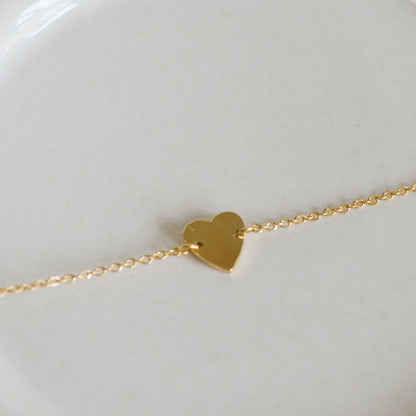 Alyssa gold dainty heart charm bracelet