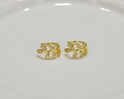 E041 dainty leaf ear cuffs earrings