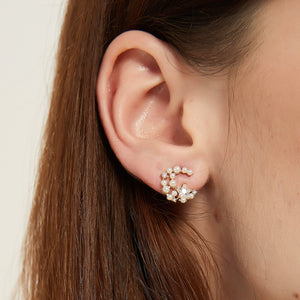 Ana white crescent moon pearl stud earrings