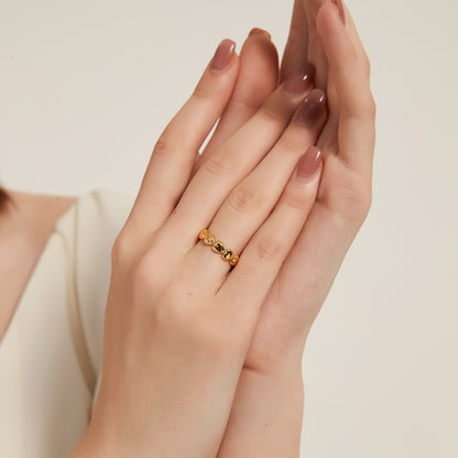 Rachel gold heart chain link open ring