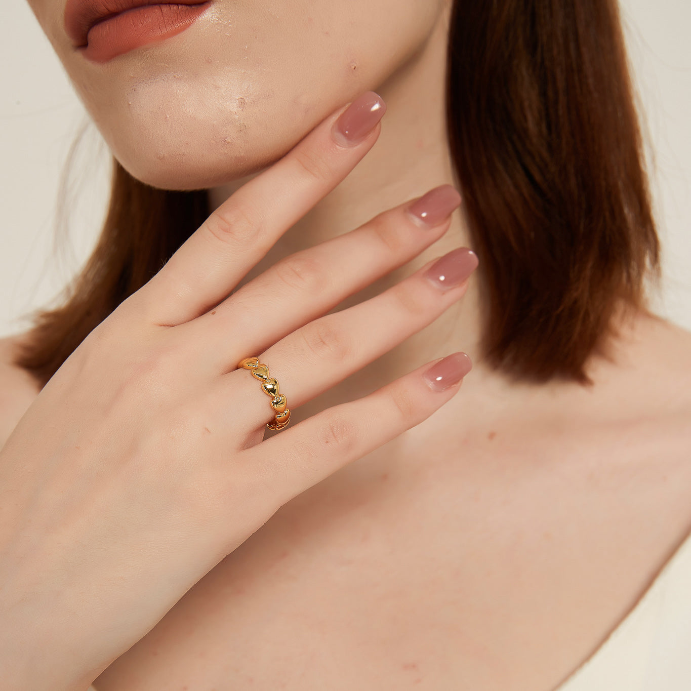 Rachel gold heart chain link open ring