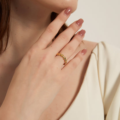 Rachel gold heart chain link open ring