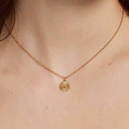 Maggie gold radiant sun plate pendant necklace