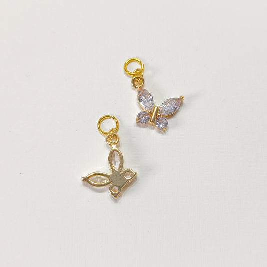 C005 dainty clear crystal butterfly charm