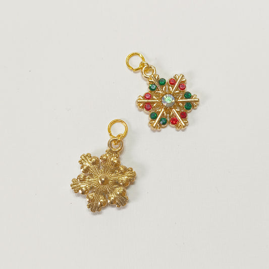 C007 gold christmas snow flake charm