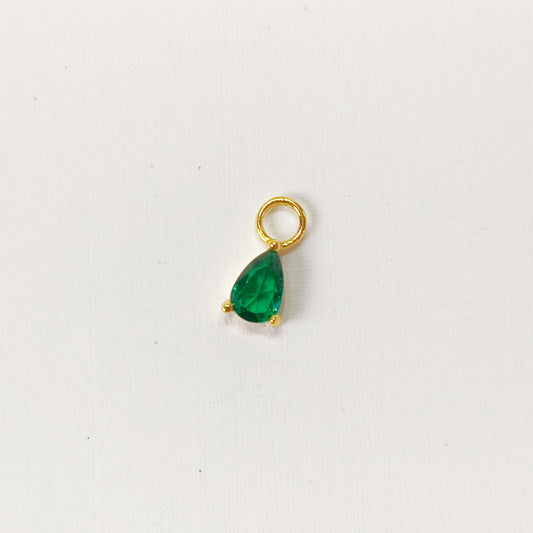 C011 emerald green tear drop charm