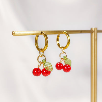 C016 red cherry dangle charm