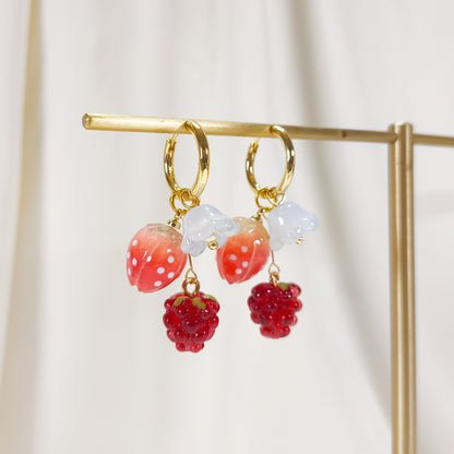 CE007 pre-designed strawberry raspberry fruit charm earrings