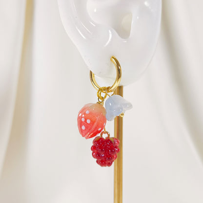 CE007 pre-designed strawberry raspberry fruit charm earrings