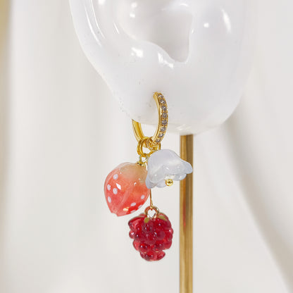 CE007 pre-designed strawberry raspberry fruit charm earrings