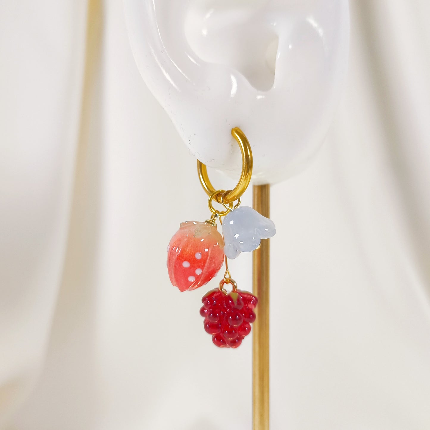 CE007 pre-designed strawberry raspberry fruit charm earrings