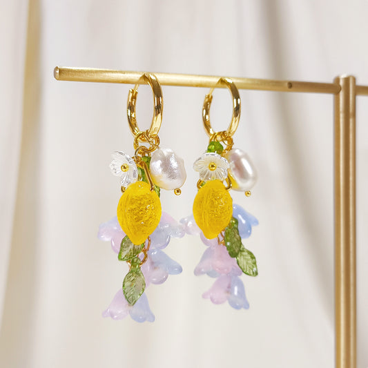 CE002 pre-designed lemon flower charm earrings