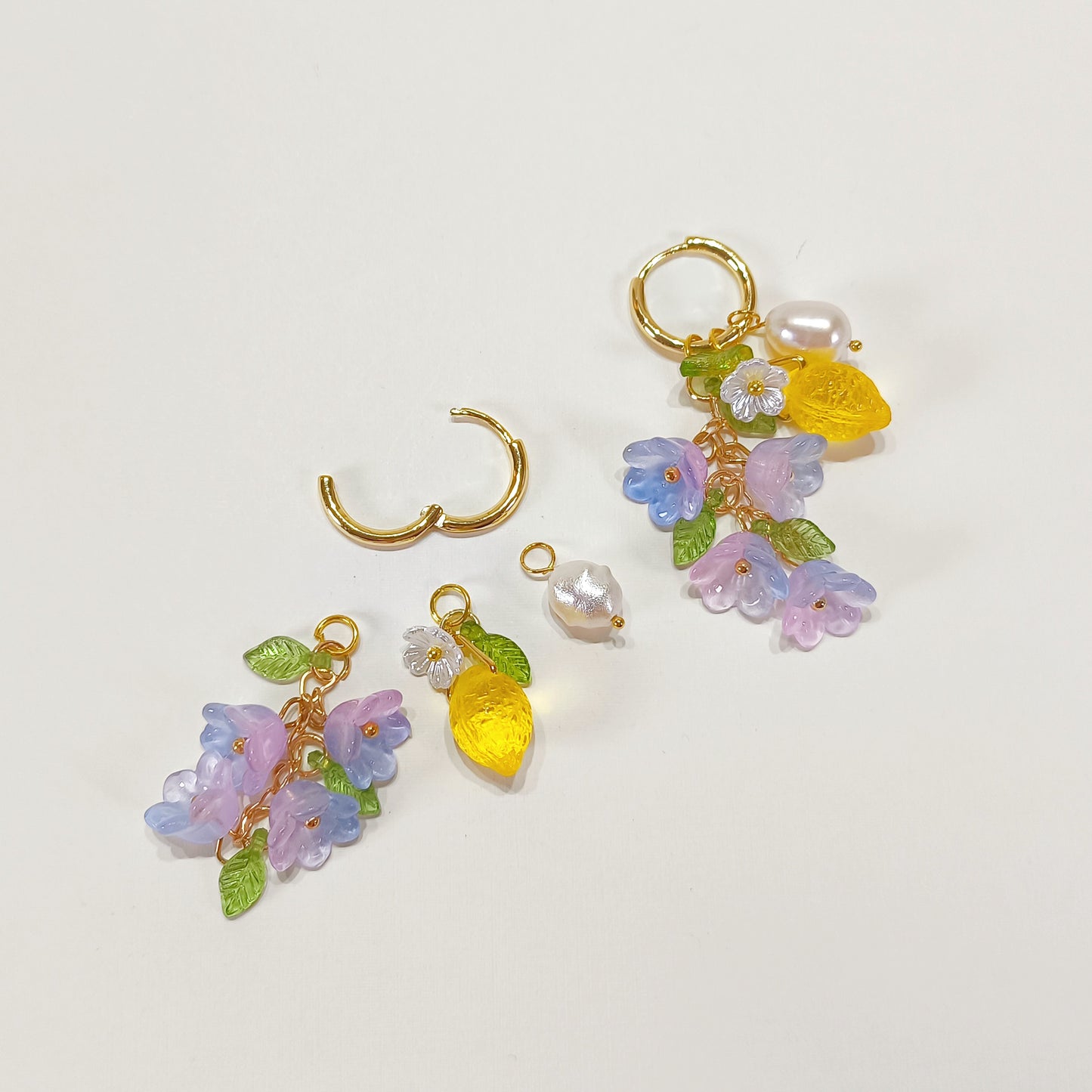 CE002 pre-designed lemon flower charm earrings