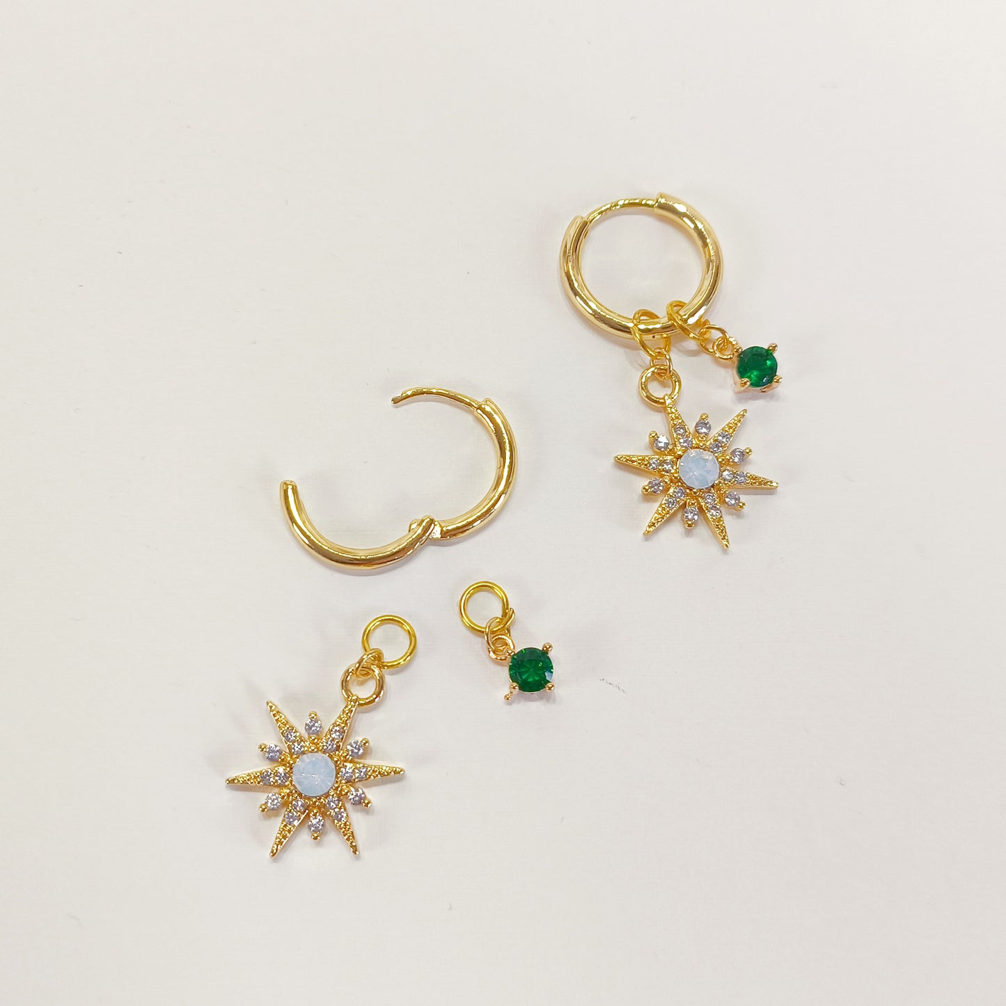 CE001 pre-designed starburst crystal charm earrings