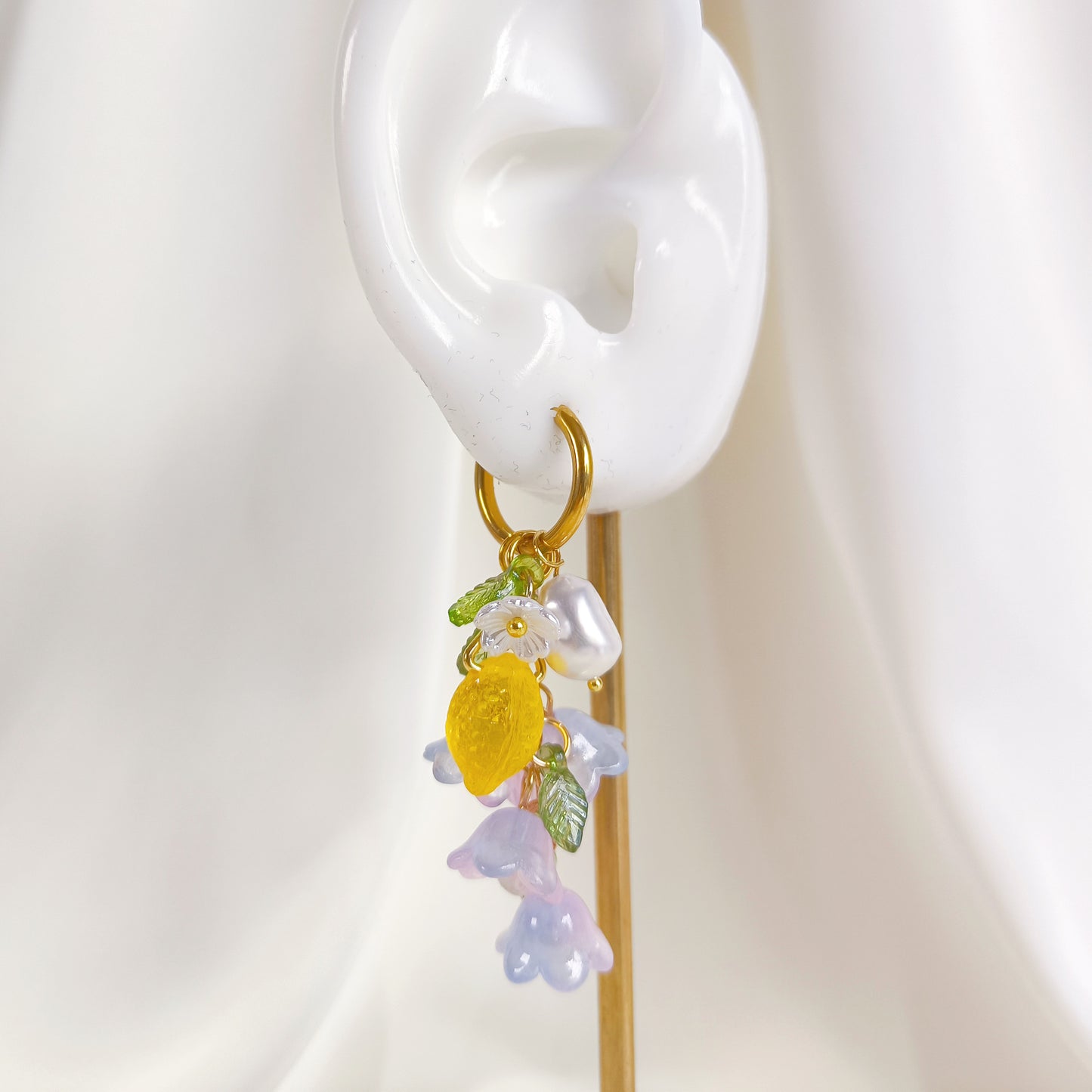 CE002 pre-designed lemon flower charm earrings