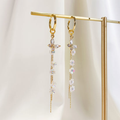 CE0010 pre-designed crystal butterfly dangle charm earrings