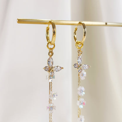 CE0010 pre-designed crystal butterfly dangle charm earrings