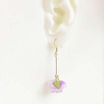 E157 lilac lily of the valley flower dangle earrings