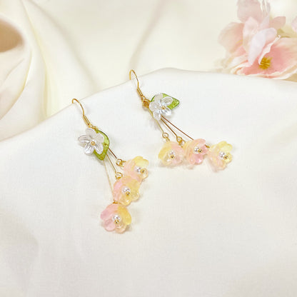 E188 lily of the valley flower dangle earrings