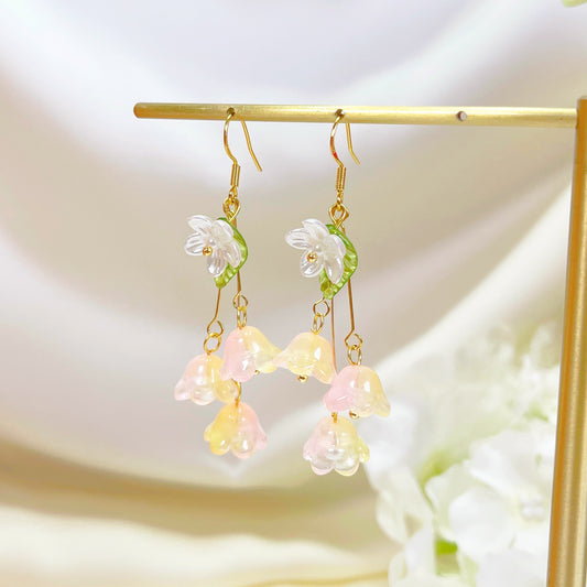 E188 lily of the valley flower dangle earrings