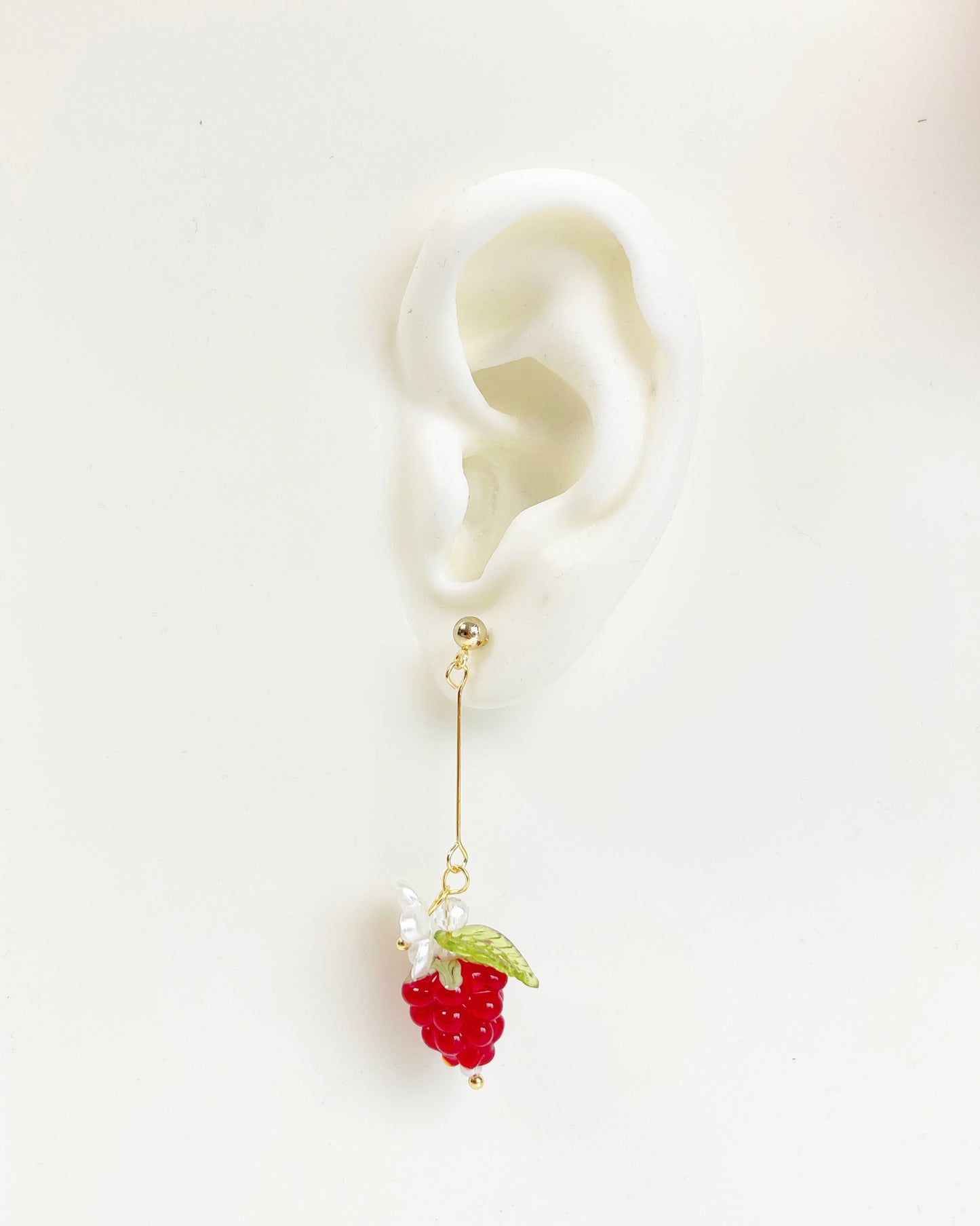 E187 cute glazed raspberry fruit dangle earrings