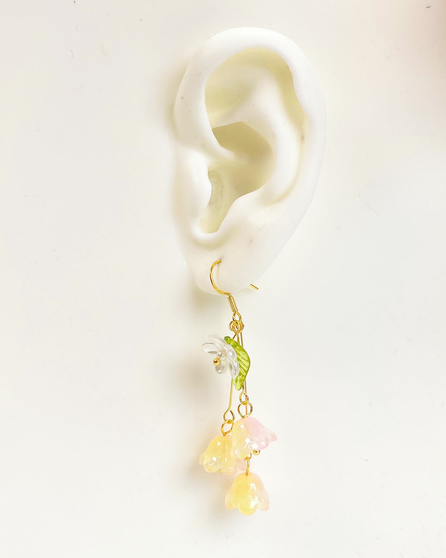 E188 lily of the valley flower dangle earrings