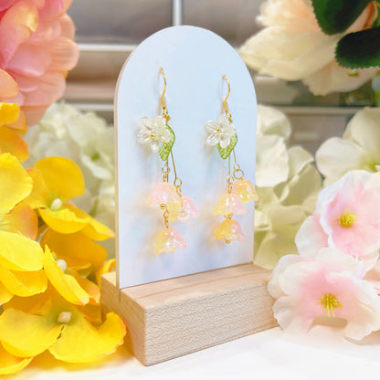 E188 lily of the valley flower dangle earrings