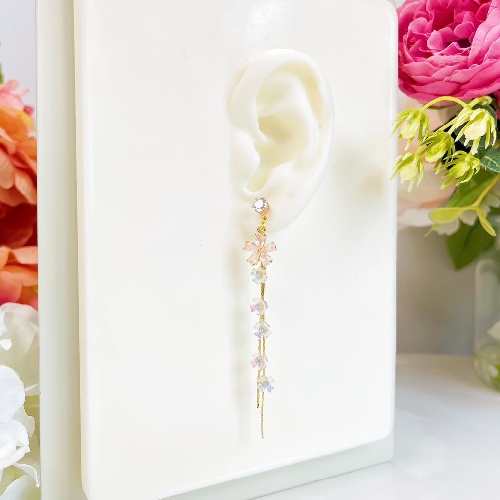 E154 handmade sakura flower dangle earrings