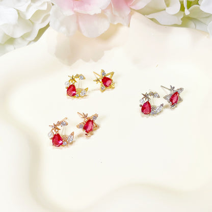 E048 Moon Star celestial mixed Earrings