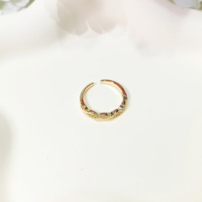 R028 gold infinity paved adjustable ring