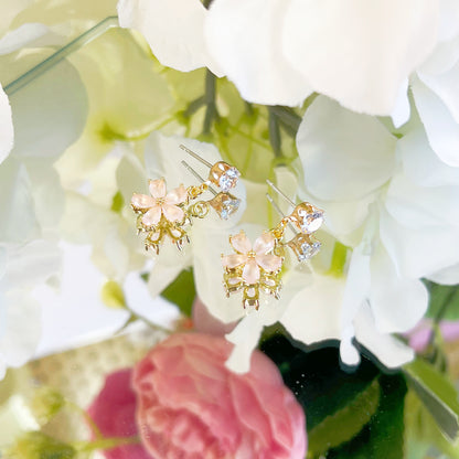 E191 pink cherry blossom sakura drop earrings