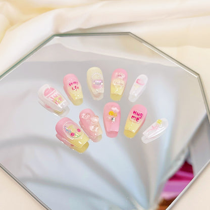 PO021 cute kawaii candy jelly coffin press on nails