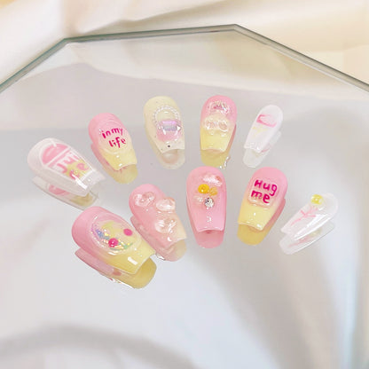 PO021 cute kawaii candy jelly coffin press on nails