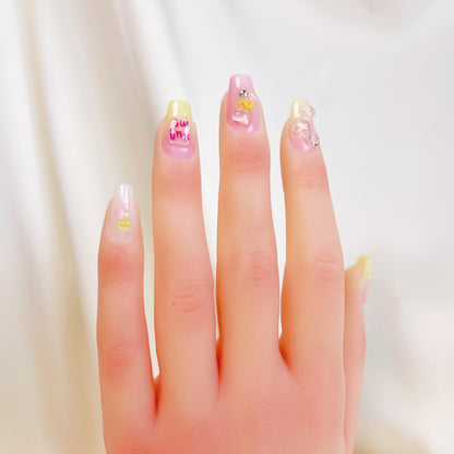 PO021 cute kawaii candy jelly coffin press on nails