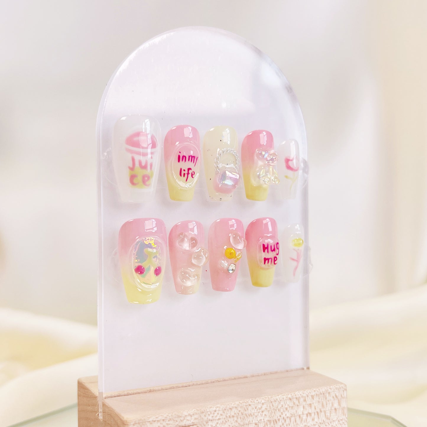 PO021 cute kawaii candy jelly coffin press on nails