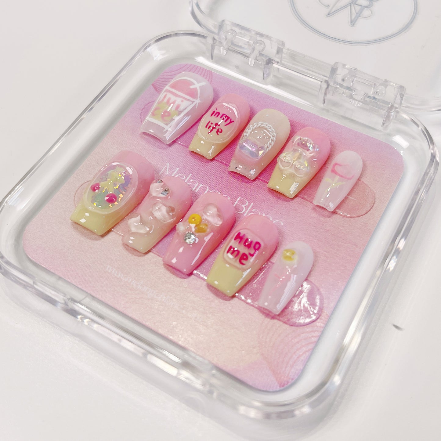 PO021 cute kawaii candy jelly coffin press on nails