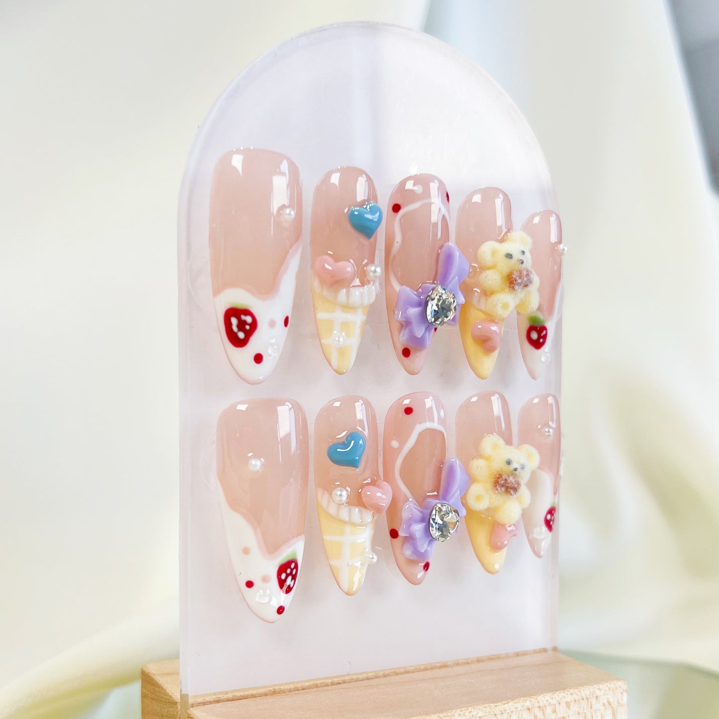 PO033 cute jelly gummy bear candy almond press on nails