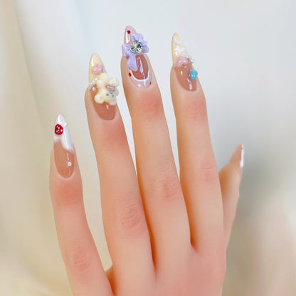 PO033 cute jelly gummy bear candy almond press on nails