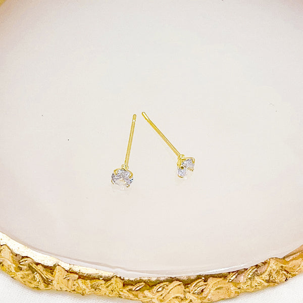 E107 18k gold vermeil cz diamond stud earrings